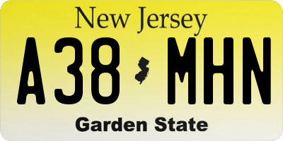 NJ license plate A38MHN