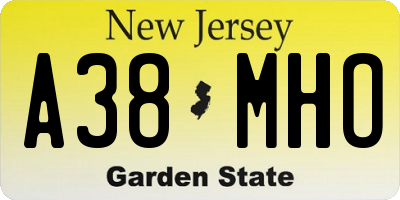NJ license plate A38MHO