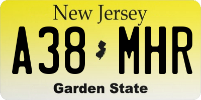 NJ license plate A38MHR