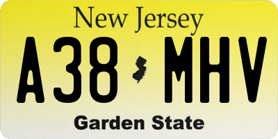 NJ license plate A38MHV