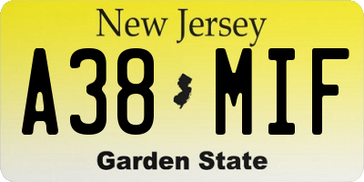 NJ license plate A38MIF