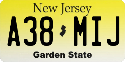 NJ license plate A38MIJ