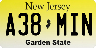 NJ license plate A38MIN