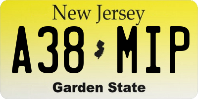 NJ license plate A38MIP