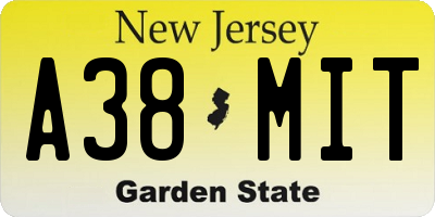 NJ license plate A38MIT