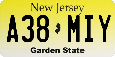 NJ license plate A38MIY