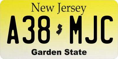NJ license plate A38MJC