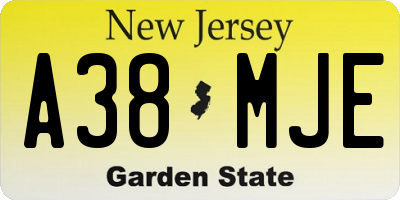 NJ license plate A38MJE