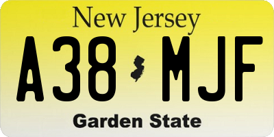 NJ license plate A38MJF