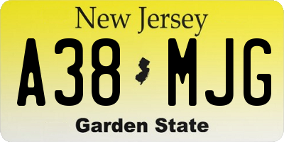 NJ license plate A38MJG