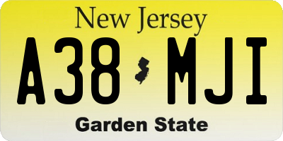 NJ license plate A38MJI