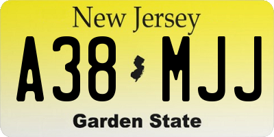 NJ license plate A38MJJ