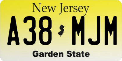 NJ license plate A38MJM