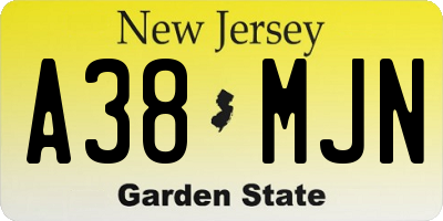 NJ license plate A38MJN
