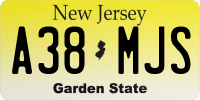 NJ license plate A38MJS