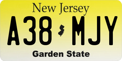 NJ license plate A38MJY