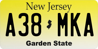 NJ license plate A38MKA