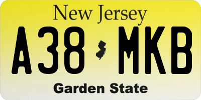 NJ license plate A38MKB