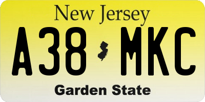 NJ license plate A38MKC