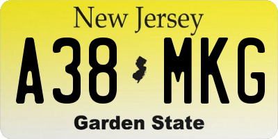 NJ license plate A38MKG