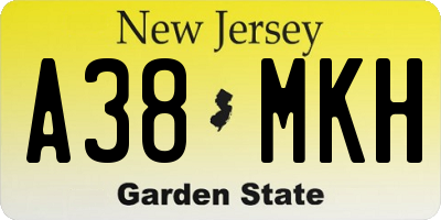 NJ license plate A38MKH