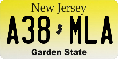 NJ license plate A38MLA