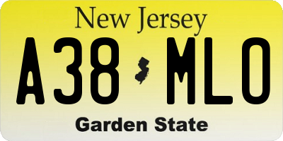 NJ license plate A38MLO