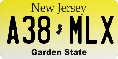 NJ license plate A38MLX
