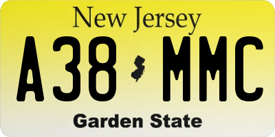 NJ license plate A38MMC