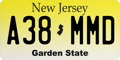 NJ license plate A38MMD