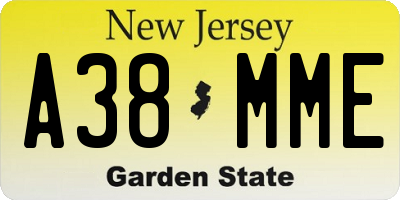 NJ license plate A38MME