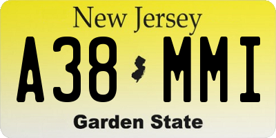 NJ license plate A38MMI