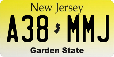 NJ license plate A38MMJ