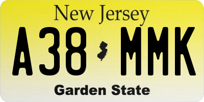 NJ license plate A38MMK