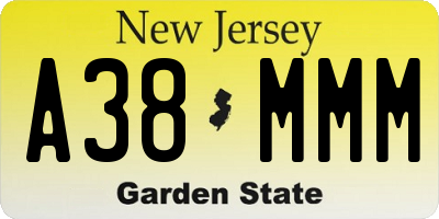 NJ license plate A38MMM