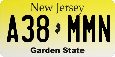 NJ license plate A38MMN
