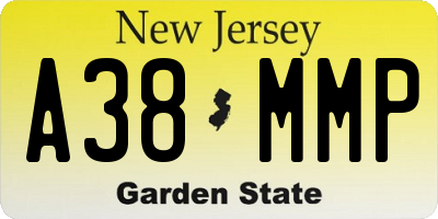 NJ license plate A38MMP