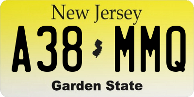NJ license plate A38MMQ
