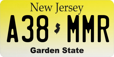 NJ license plate A38MMR