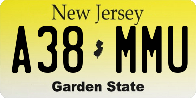 NJ license plate A38MMU