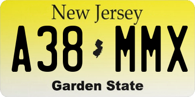 NJ license plate A38MMX