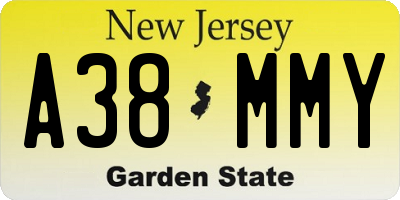 NJ license plate A38MMY
