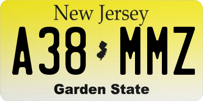 NJ license plate A38MMZ