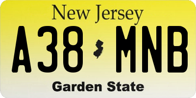 NJ license plate A38MNB
