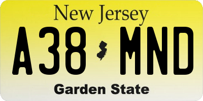 NJ license plate A38MND