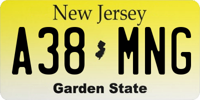 NJ license plate A38MNG
