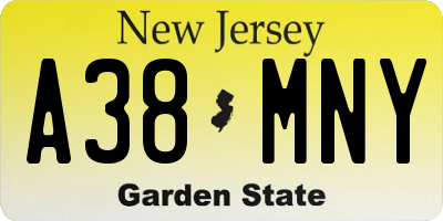 NJ license plate A38MNY