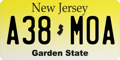 NJ license plate A38MOA