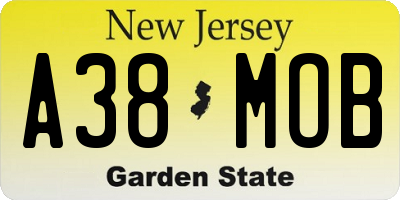 NJ license plate A38MOB