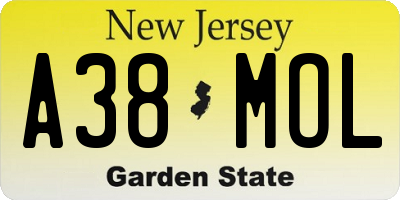 NJ license plate A38MOL